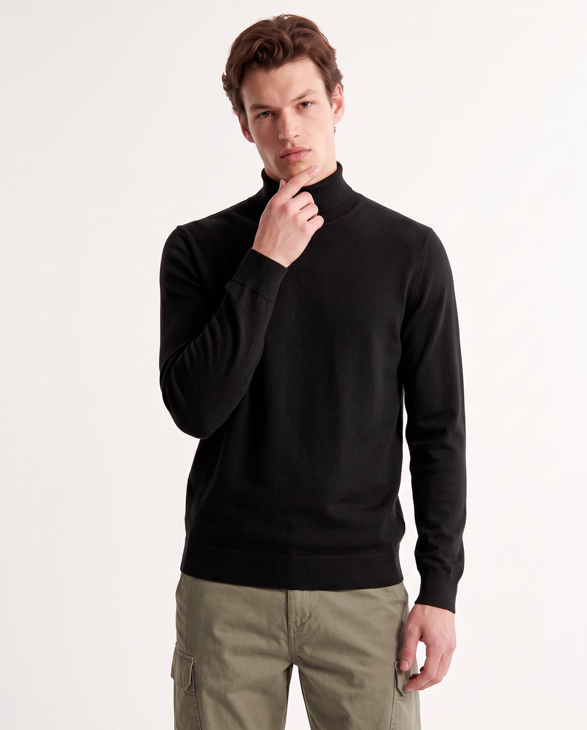 High Neck Regular Fit Basic Sweater - Black