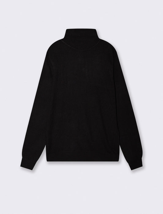 High Neck Regular Fit Basic Sweater - Black