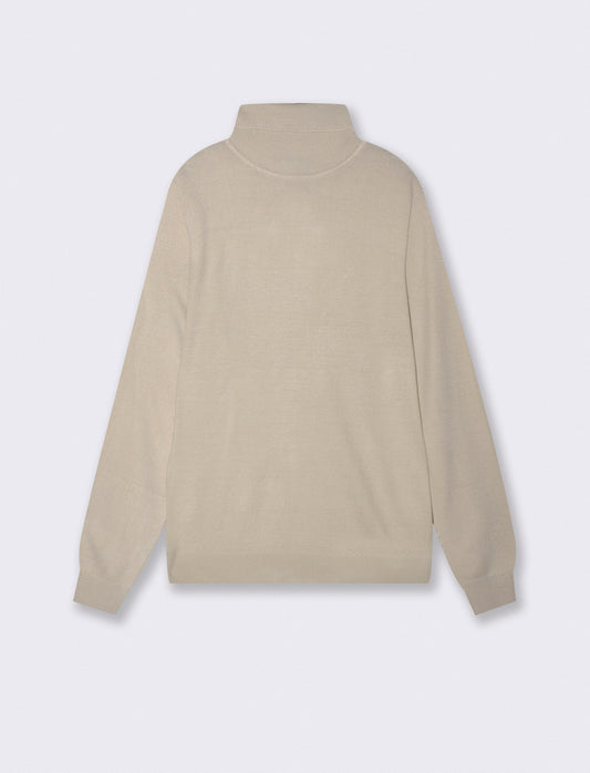 High Neck Regular Fit Basic Sweater - Beige