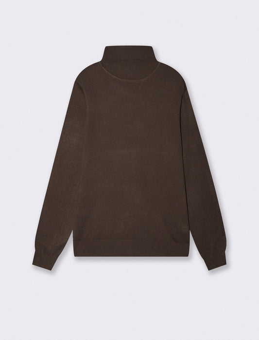 High Neck Regular Fit Basic Sweater - Brown