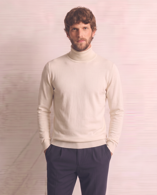 Maglia Dolcevita Soft Touch Basic Regular Fit - Bianco