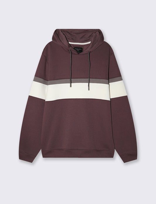 Hooded sweatshirt with contrast band - Red