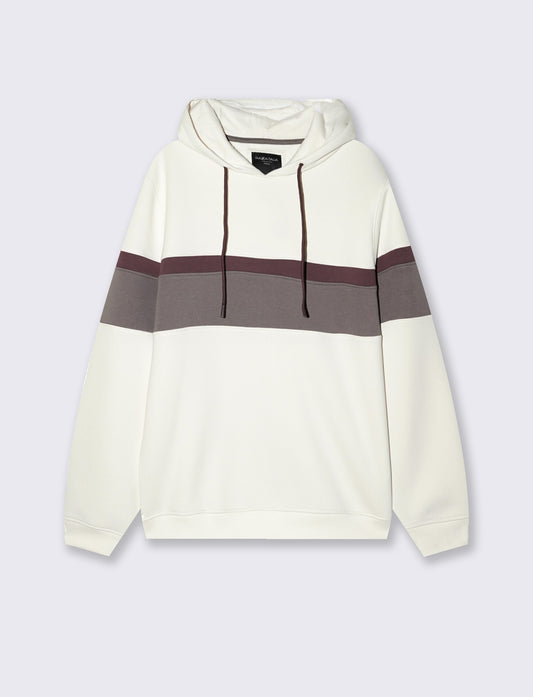 Hooded sweatshirt with contrast band - White
