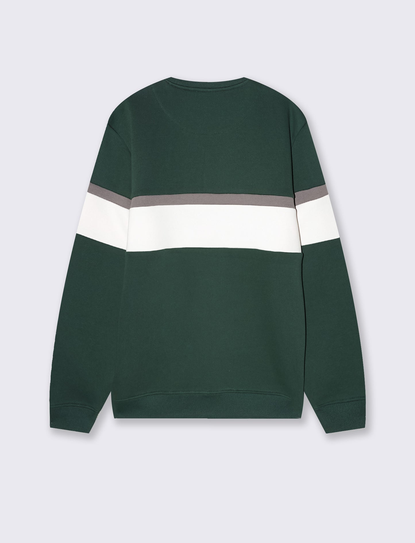 Felpa girocollo con ricamo e fascia contrasto - Verde scuro