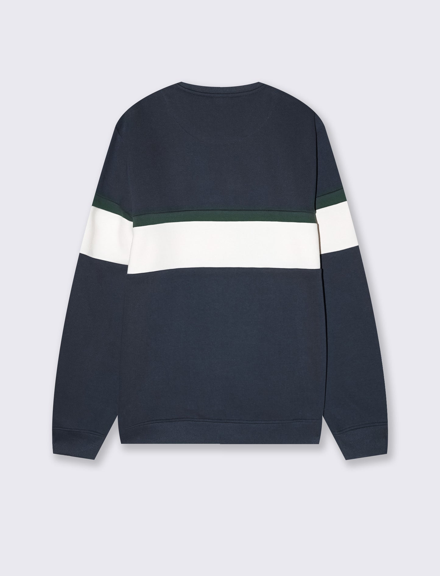 Felpa girocollo con ricamo e fascia contrasto - Blu