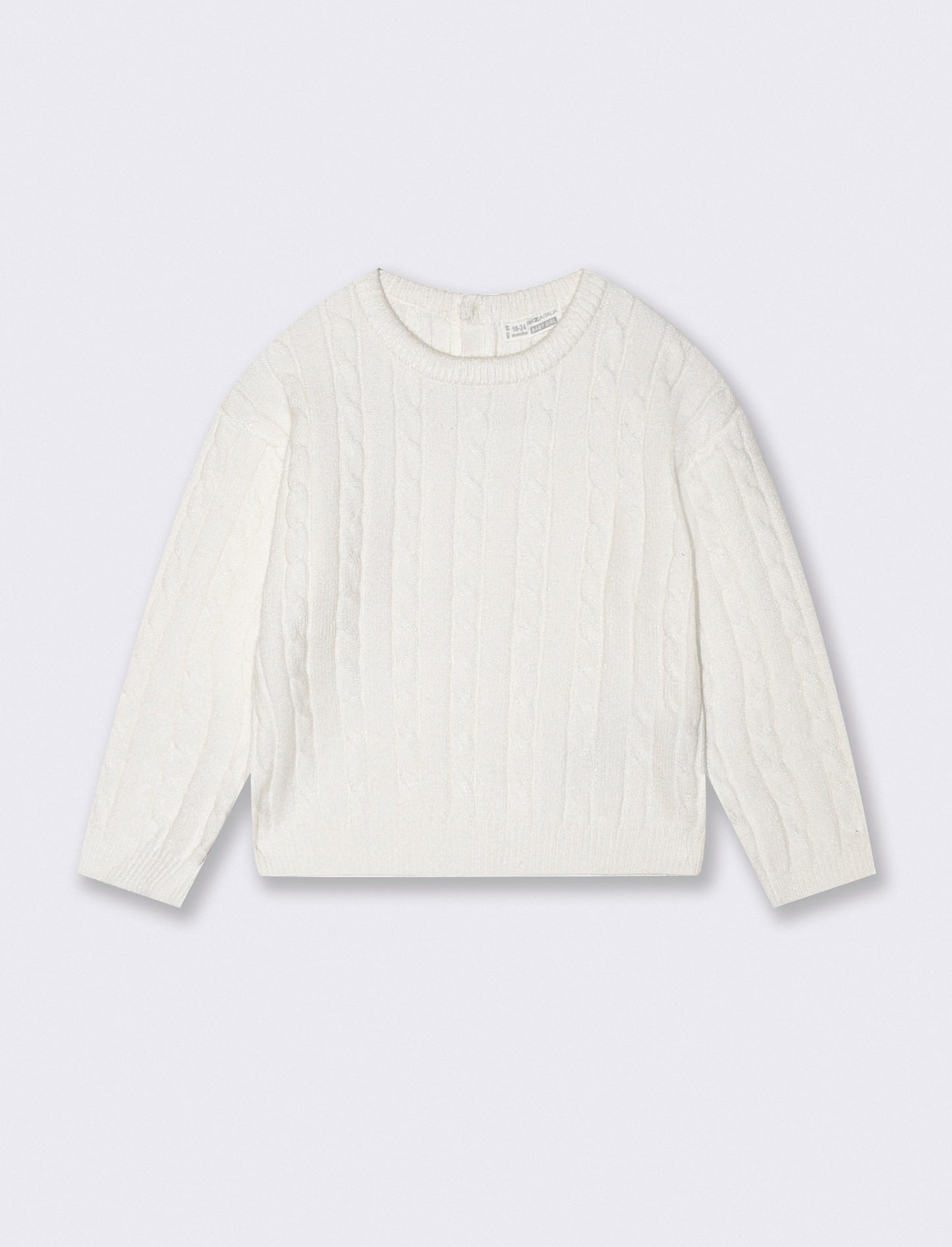 Trendy Cable Knit Crew Neck Sweater - White
