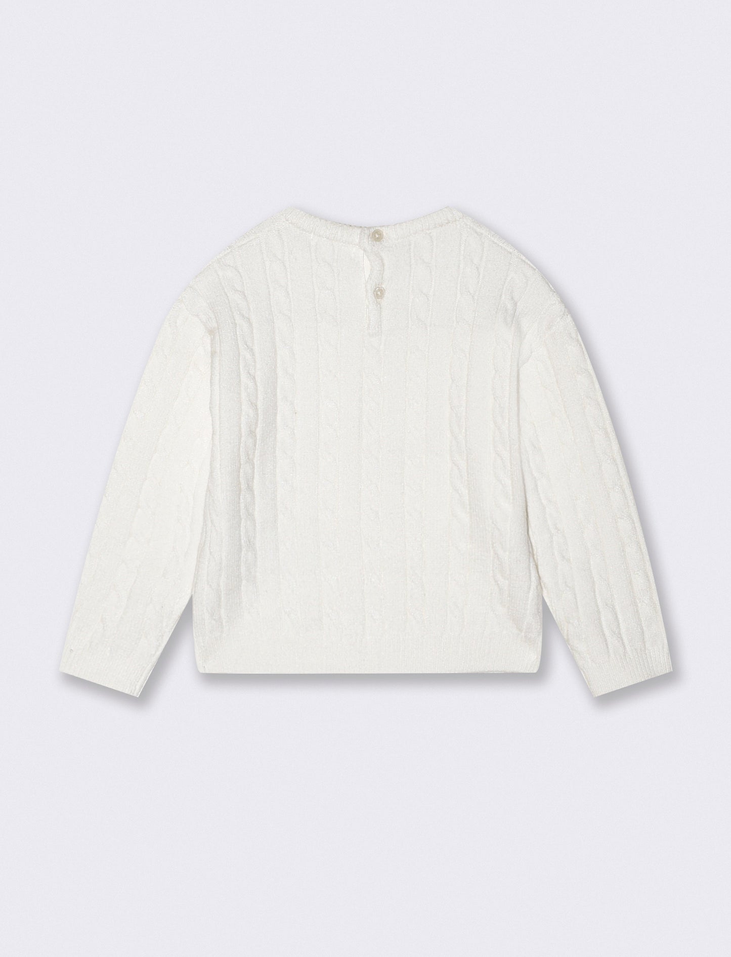 Trendy Cable Knit Crew Neck Sweater - White
