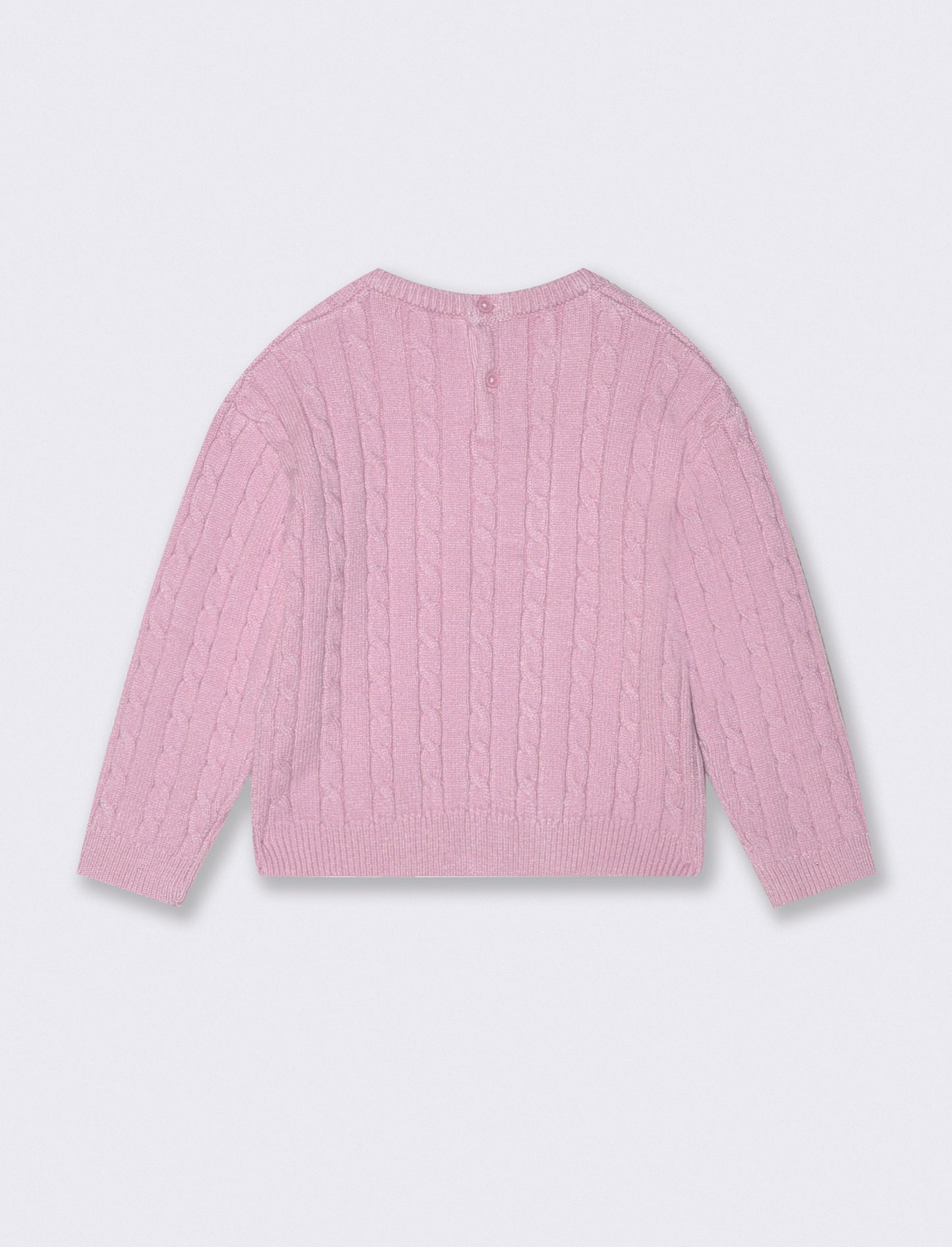 Trendy Cable Knit Crew Neck Sweater - Pink