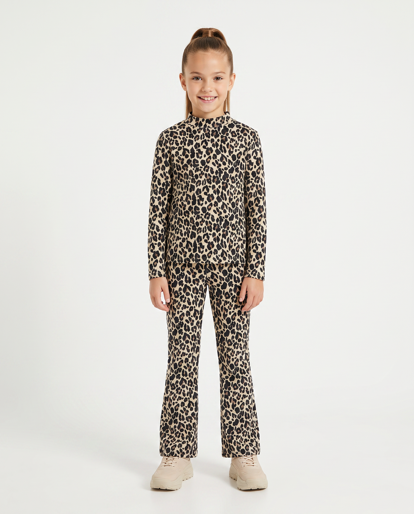 Cheetah and Tiger Print Velvet Turtleneck T-Shirt - Animalier