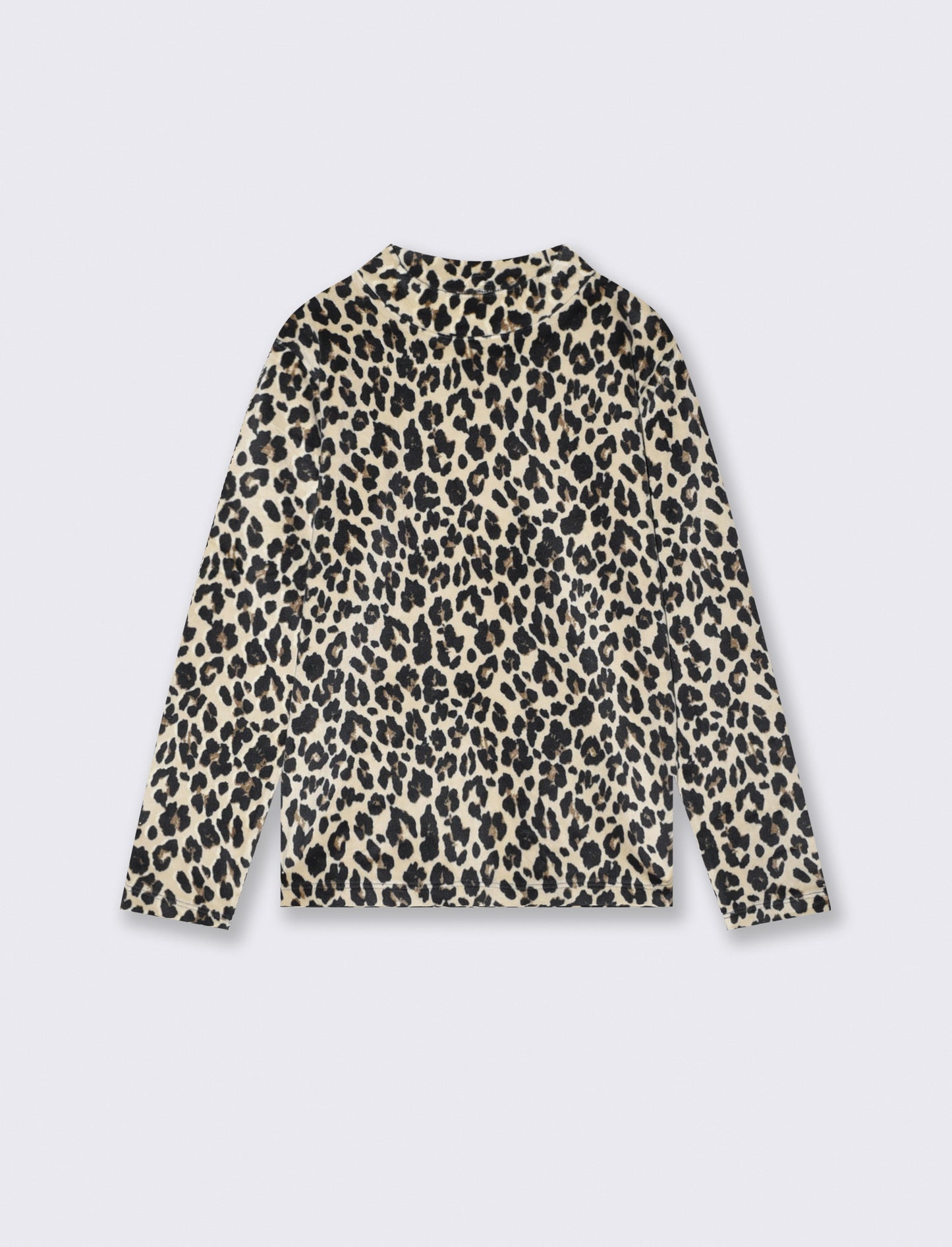 Cheetah and Tiger Print Velvet Turtleneck T-Shirt - Animalier
