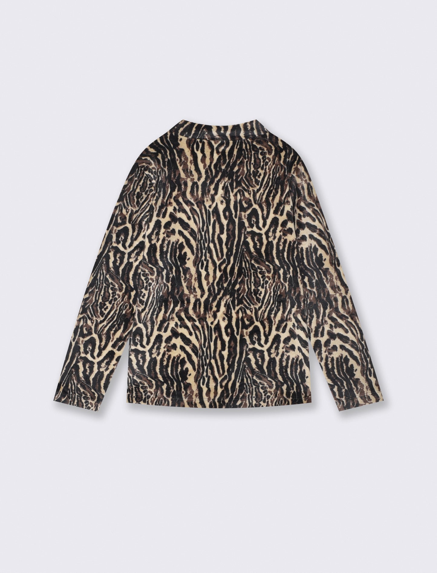 Cheetah and Tiger Print Velvet Turtleneck T-Shirt - Animalier