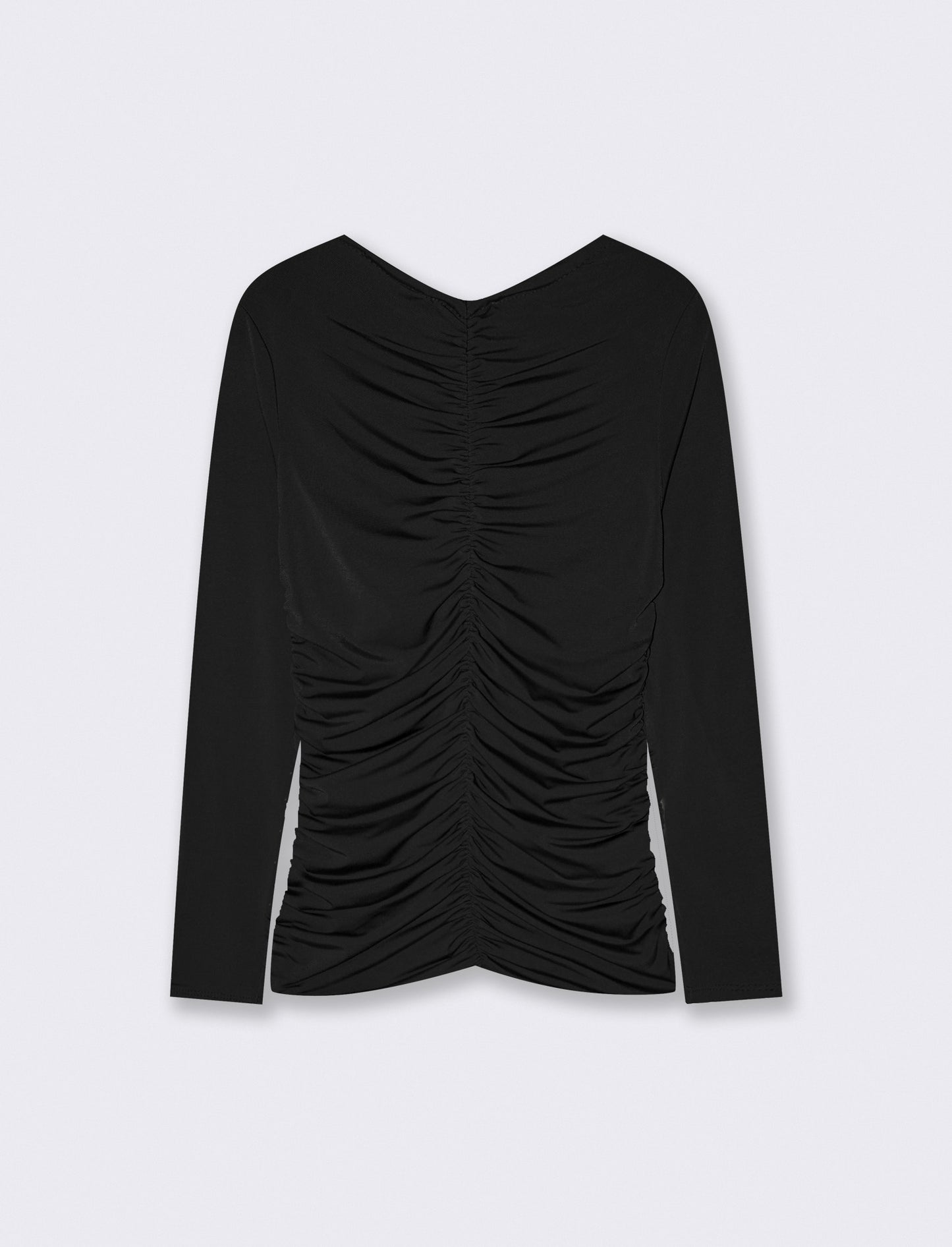 Tshirt elastica manica lunga con arriccio - Nero