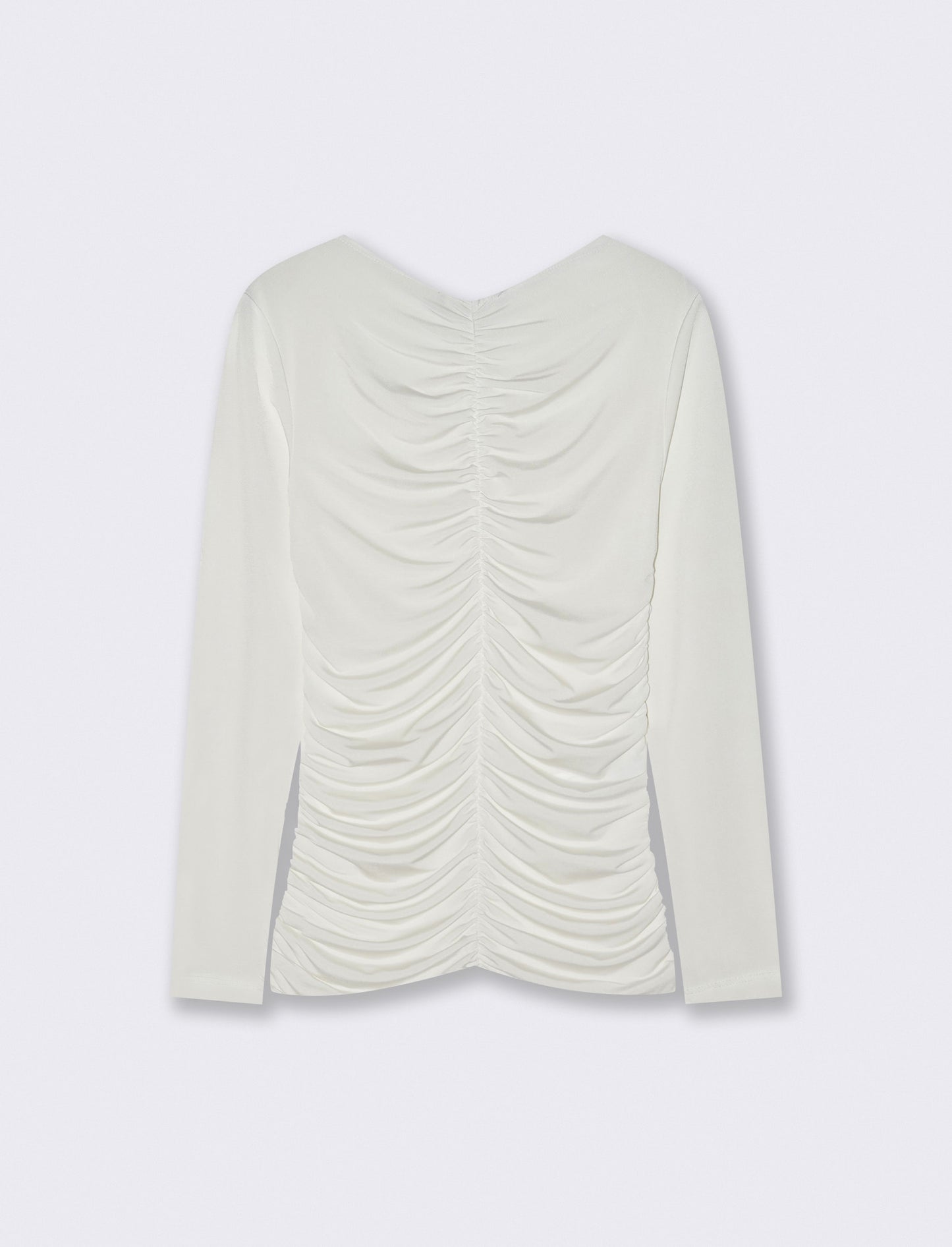Tshirt elastica manica lunga con arriccio - Bianco latte