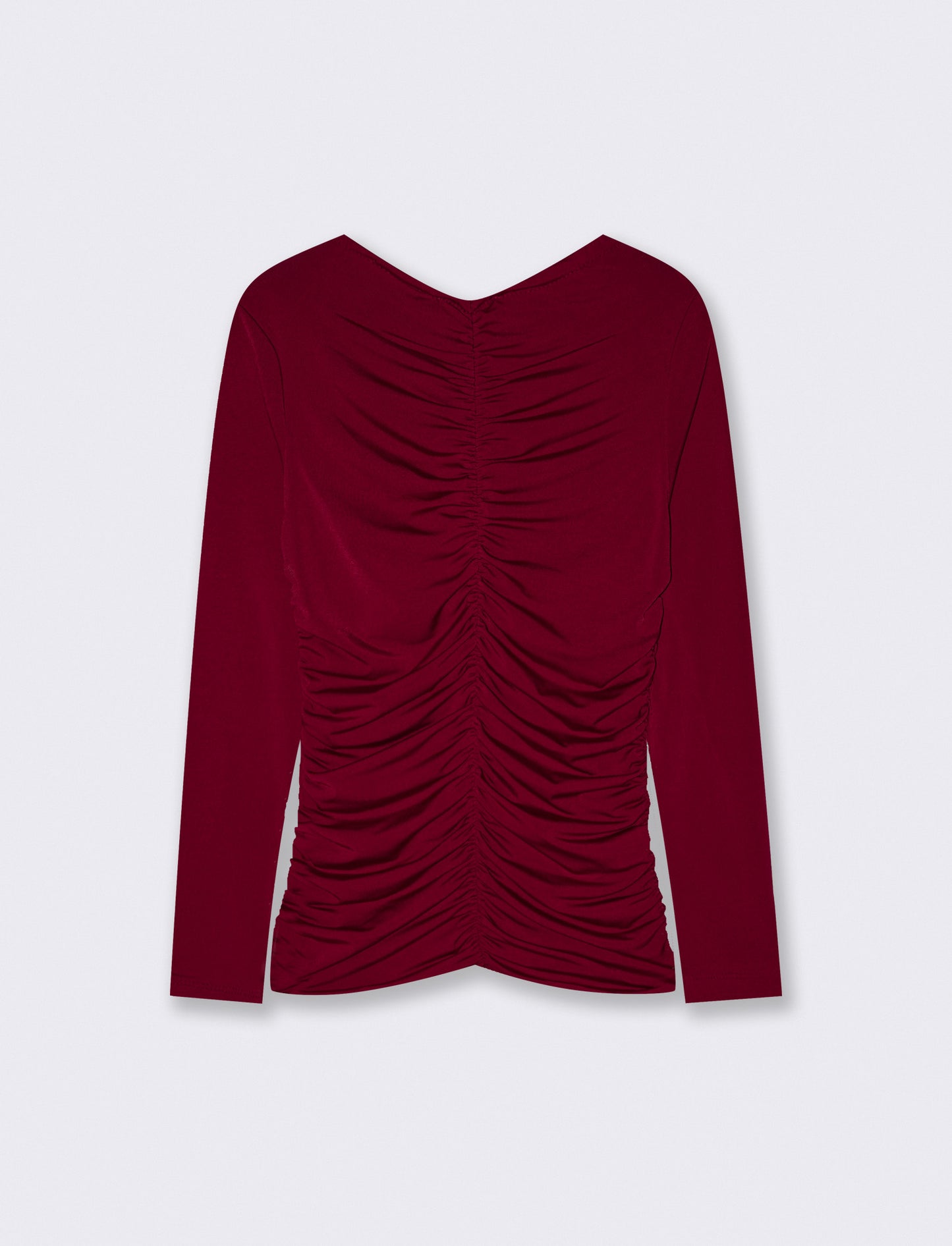 Tshirt elastica manica lunga con arriccio - Bordeaux