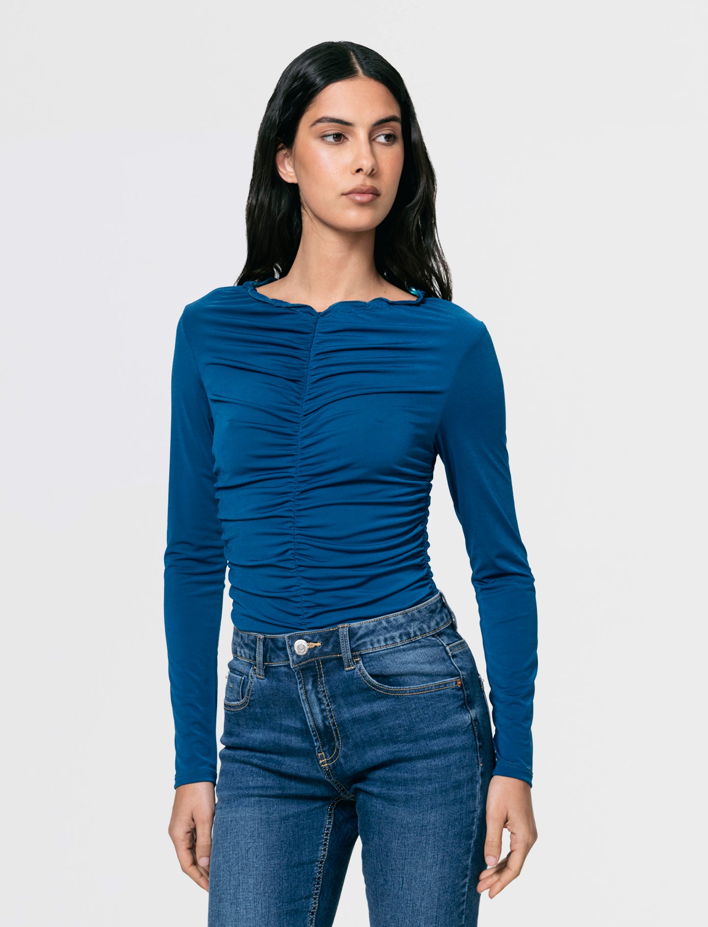 Tshirt elastica manica lunga con arriccio - Ottanio