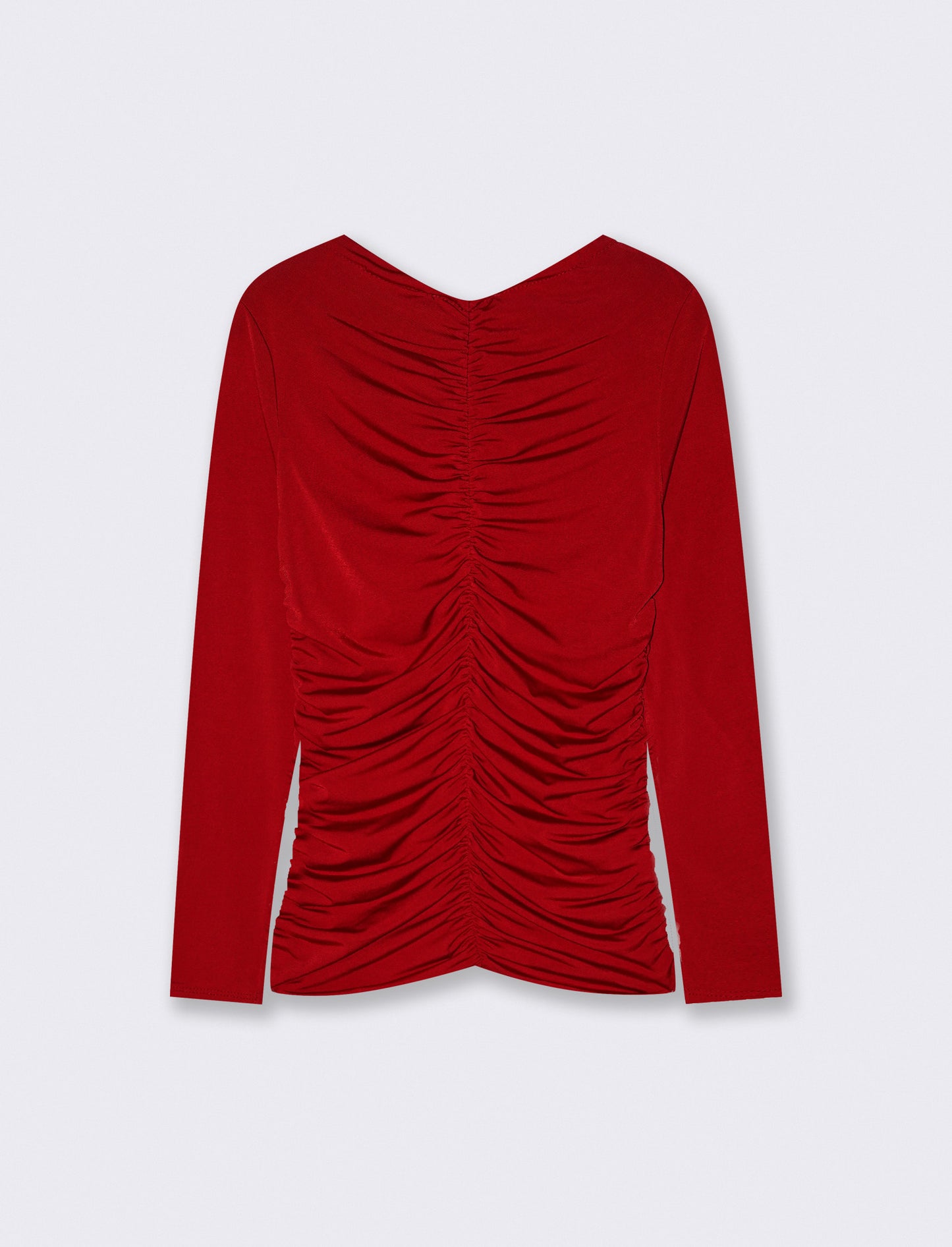 Tshirt elastica manica lunga con arriccio - Rosso