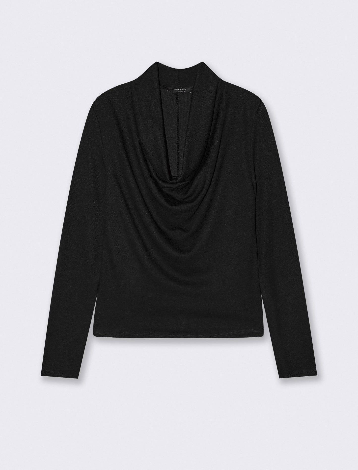 Maglia in tessuto morbido con scollo drappeggiato - Nero