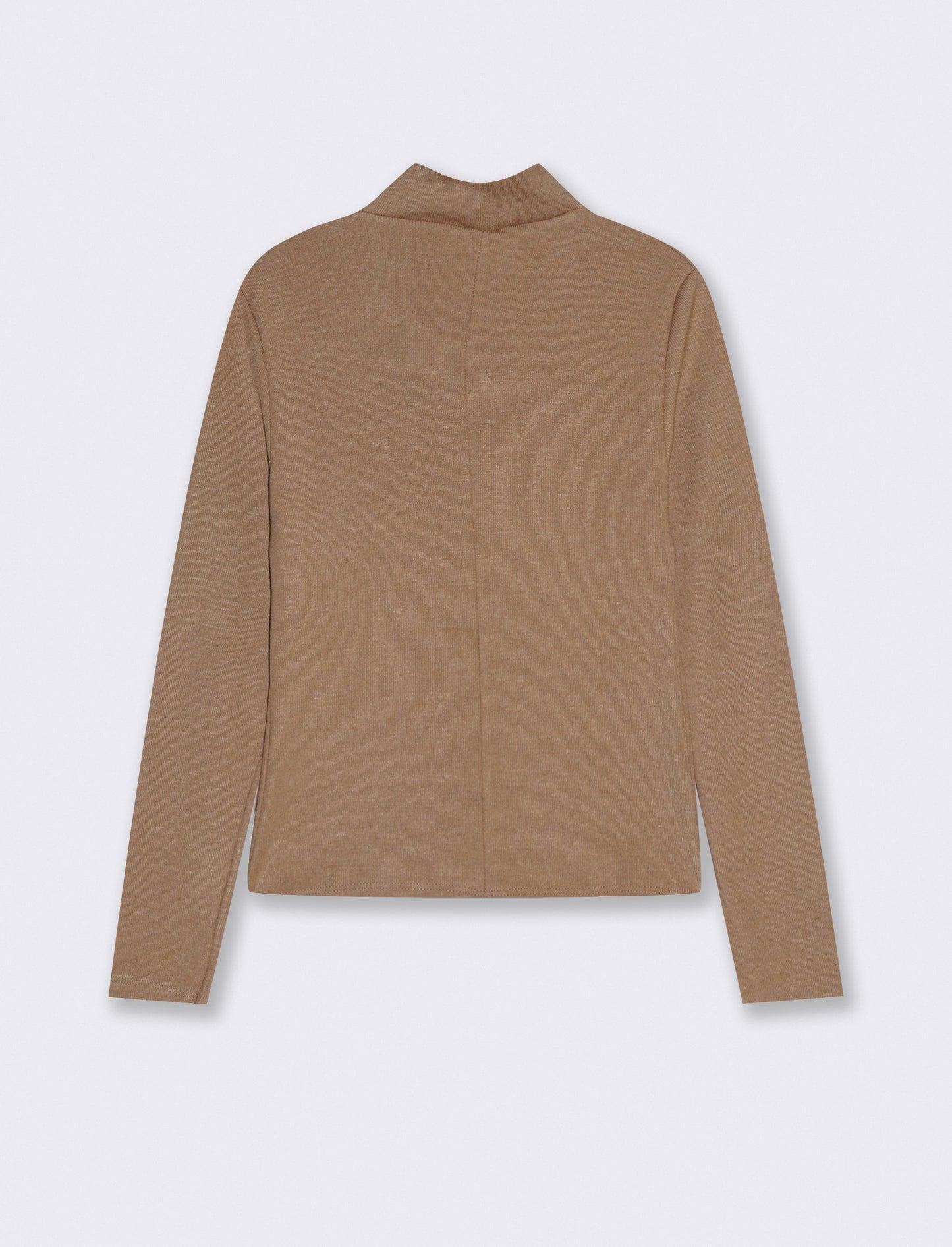Maglia in tessuto morbido con scollo drappeggiato - Cammello