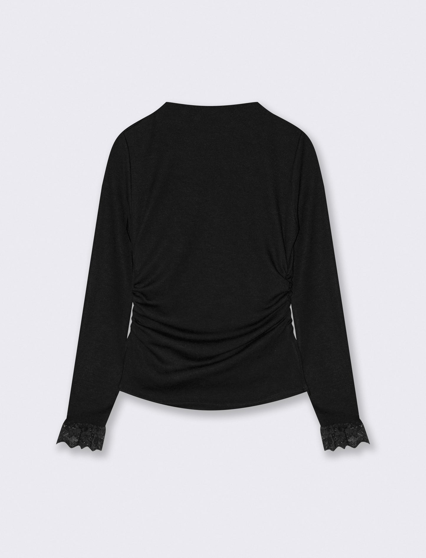 Tshirt manica lunga con pizzo a fondo manica - Nero
