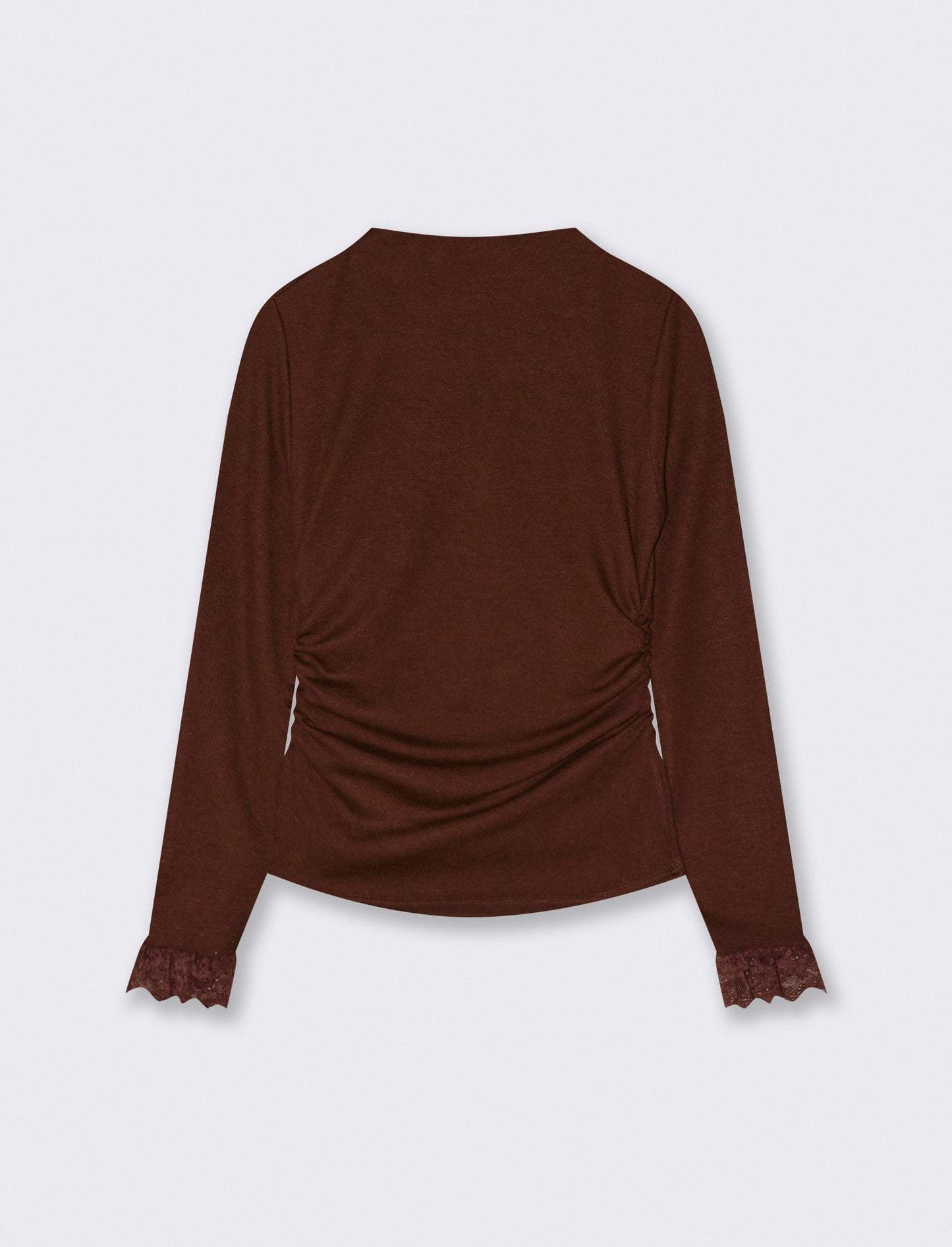Tshirt manica lunga con pizzo a fondo manica - Moro