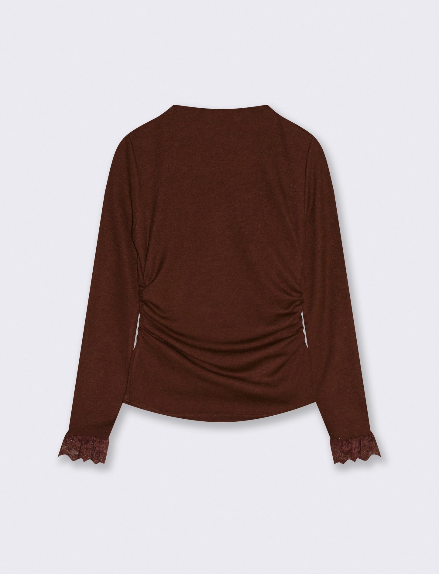 Tshirt manica lunga con pizzo a fondo manica - Moro