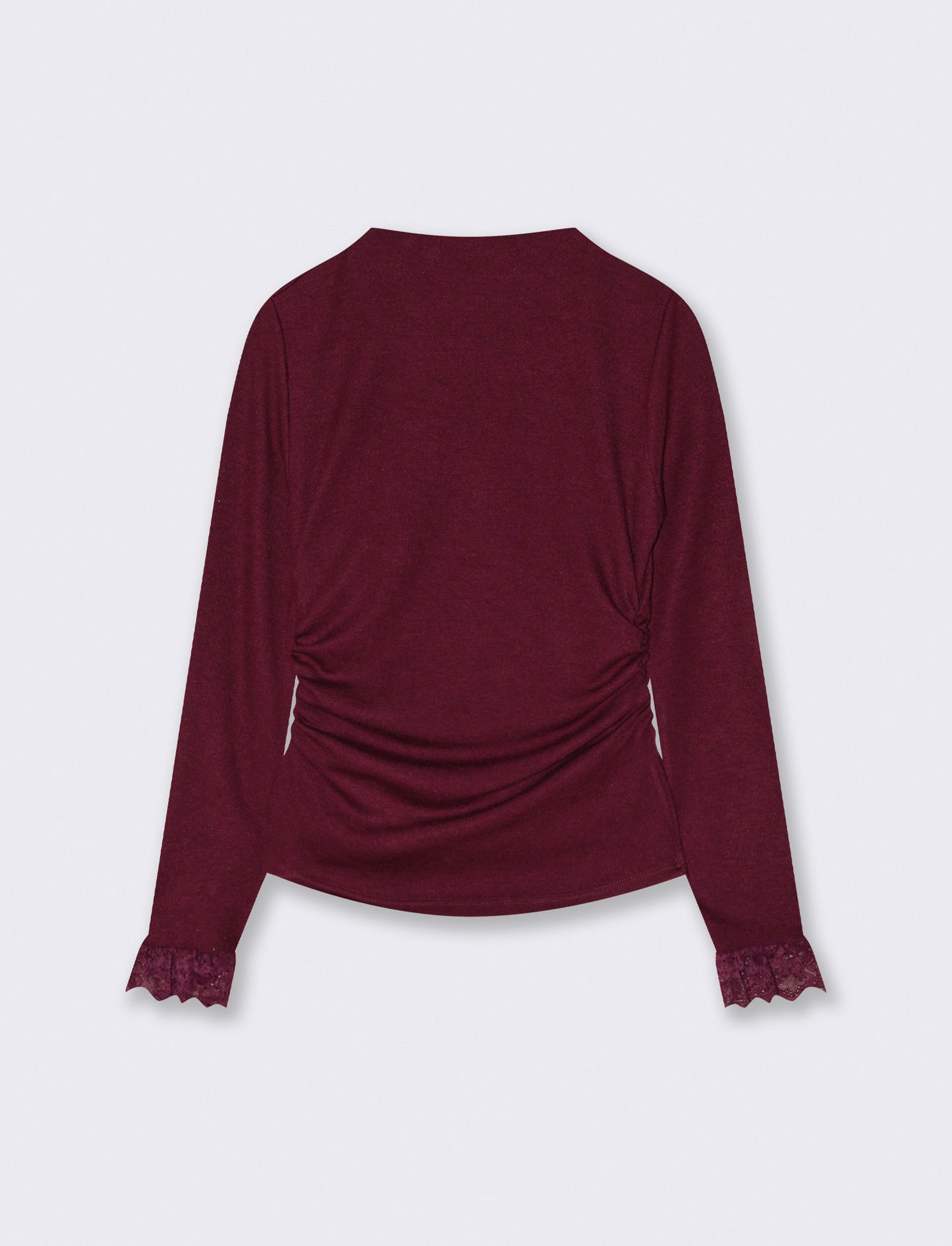 Tshirt manica lunga con pizzo a fondo manica - Bordeaux
