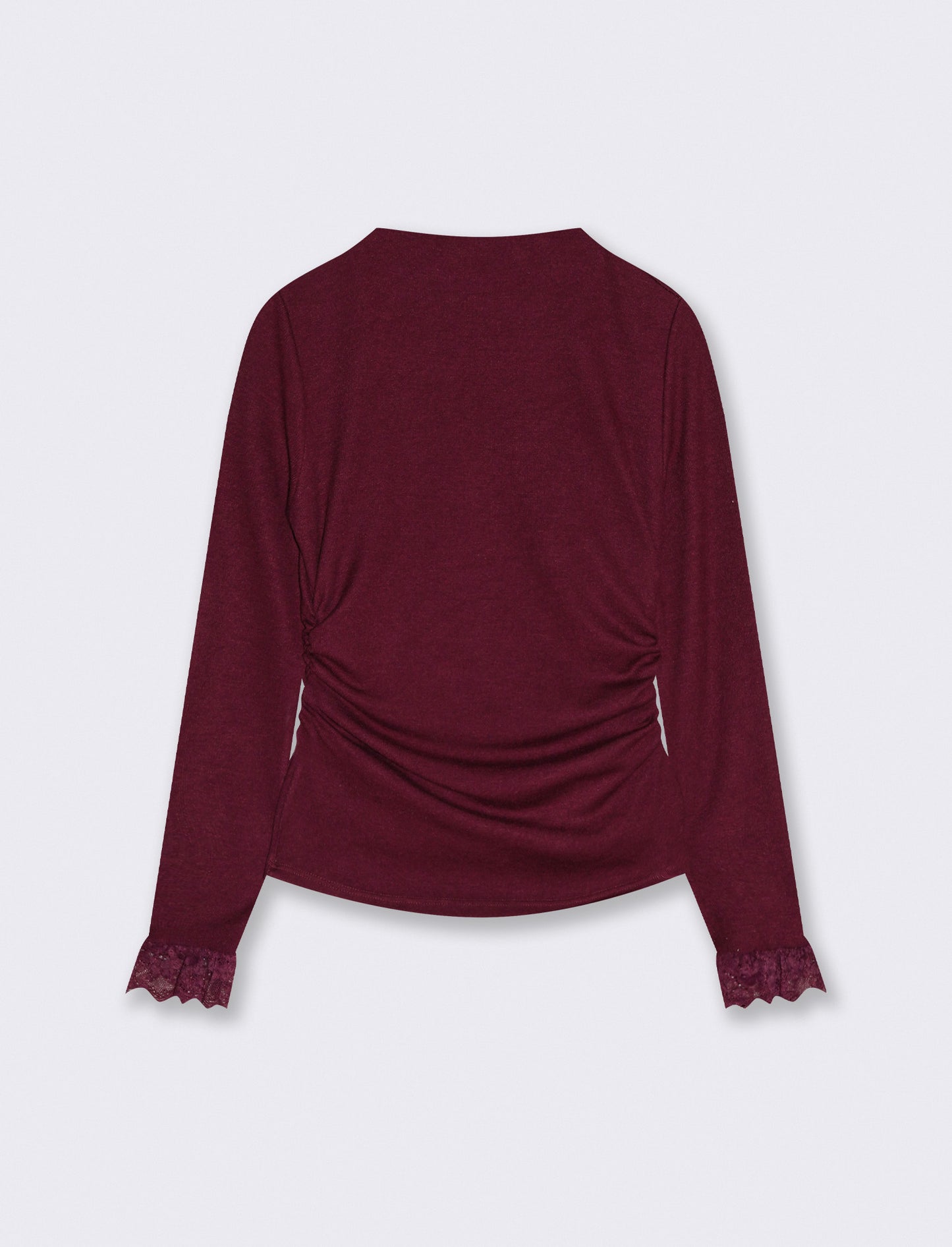Tshirt manica lunga con pizzo a fondo manica - Bordeaux