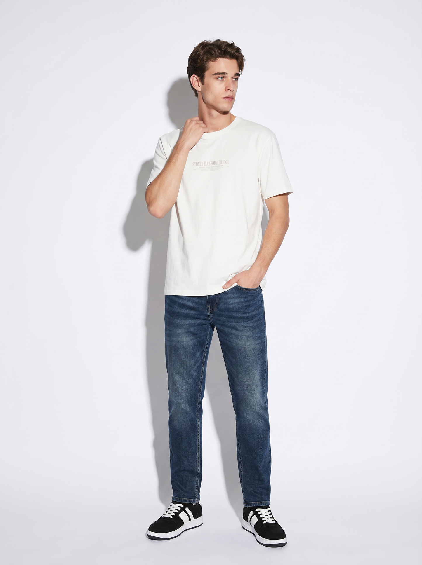 T-shirt cotone con stampa a rilievo - Bianco