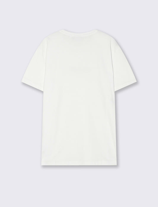 T-shirt cotone con stampa a rilievo - Bianco
