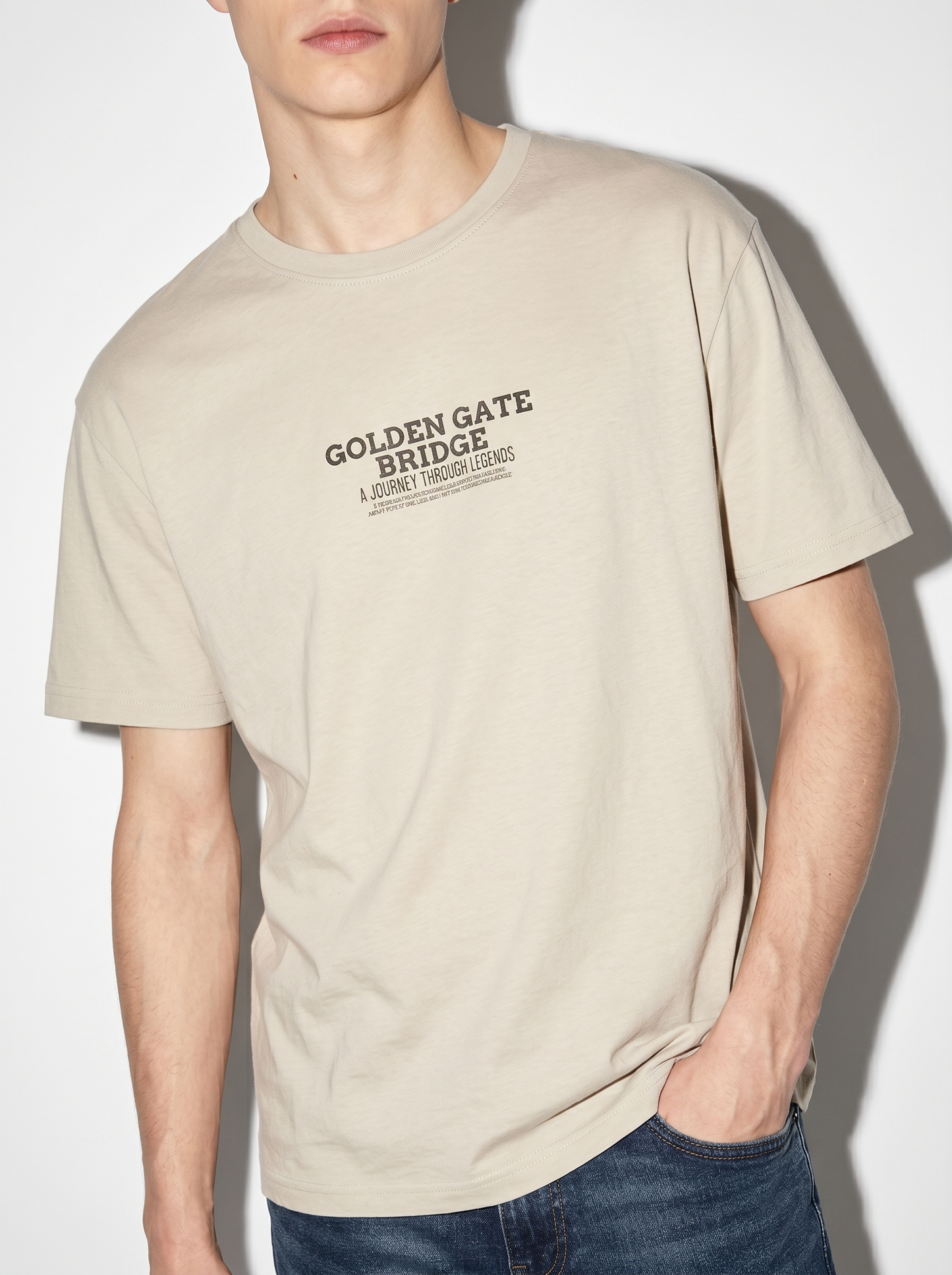 T-shirt cotone con stampa a rilievo - Beige