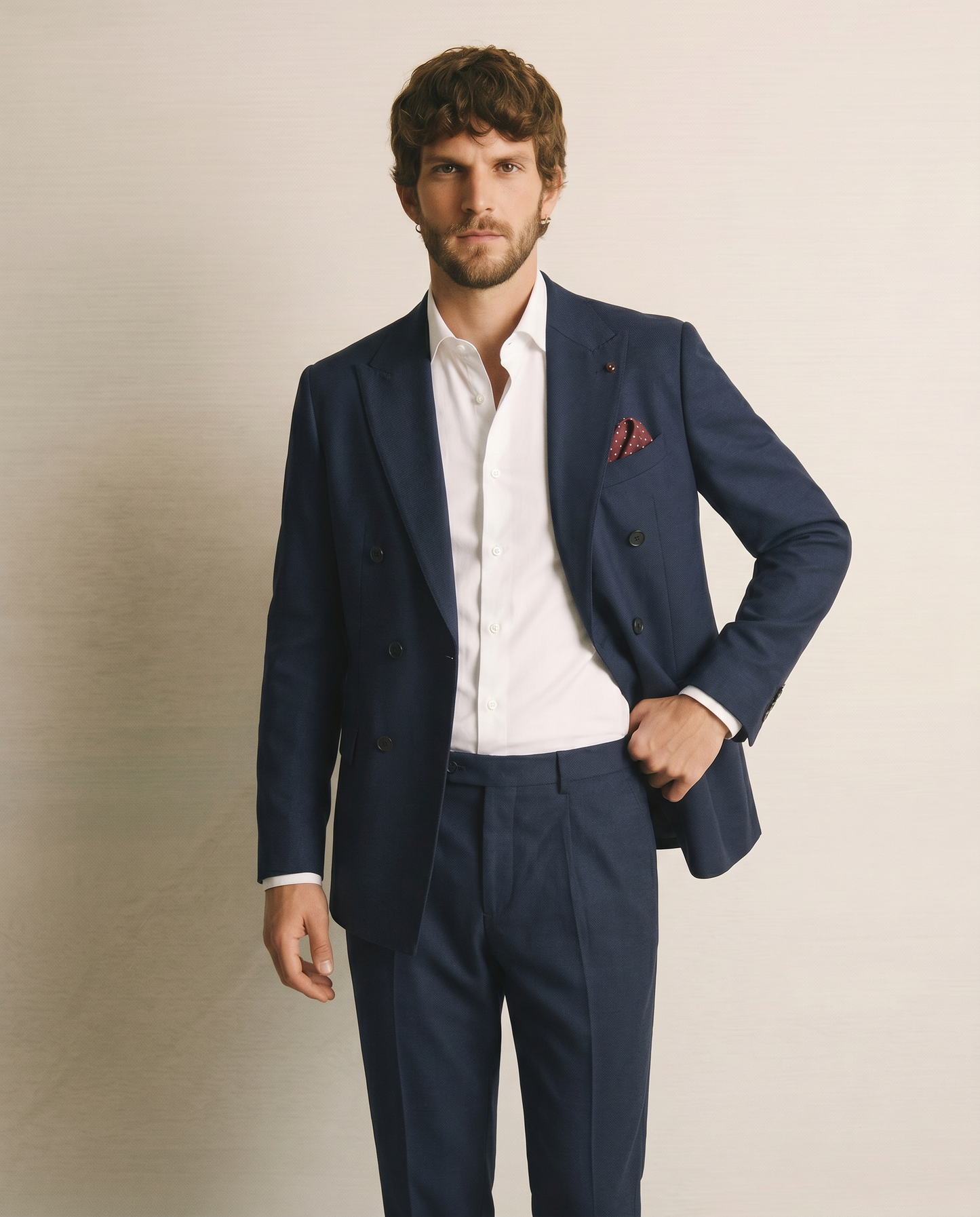 Blazer Doppio Petto Formal Fit Elegante - Blu