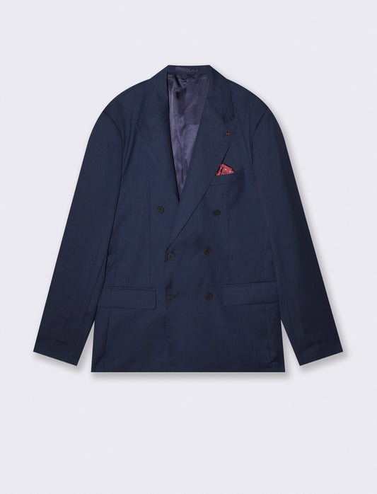 Double Breasted Blazer Formal Fit Elegant - Blue