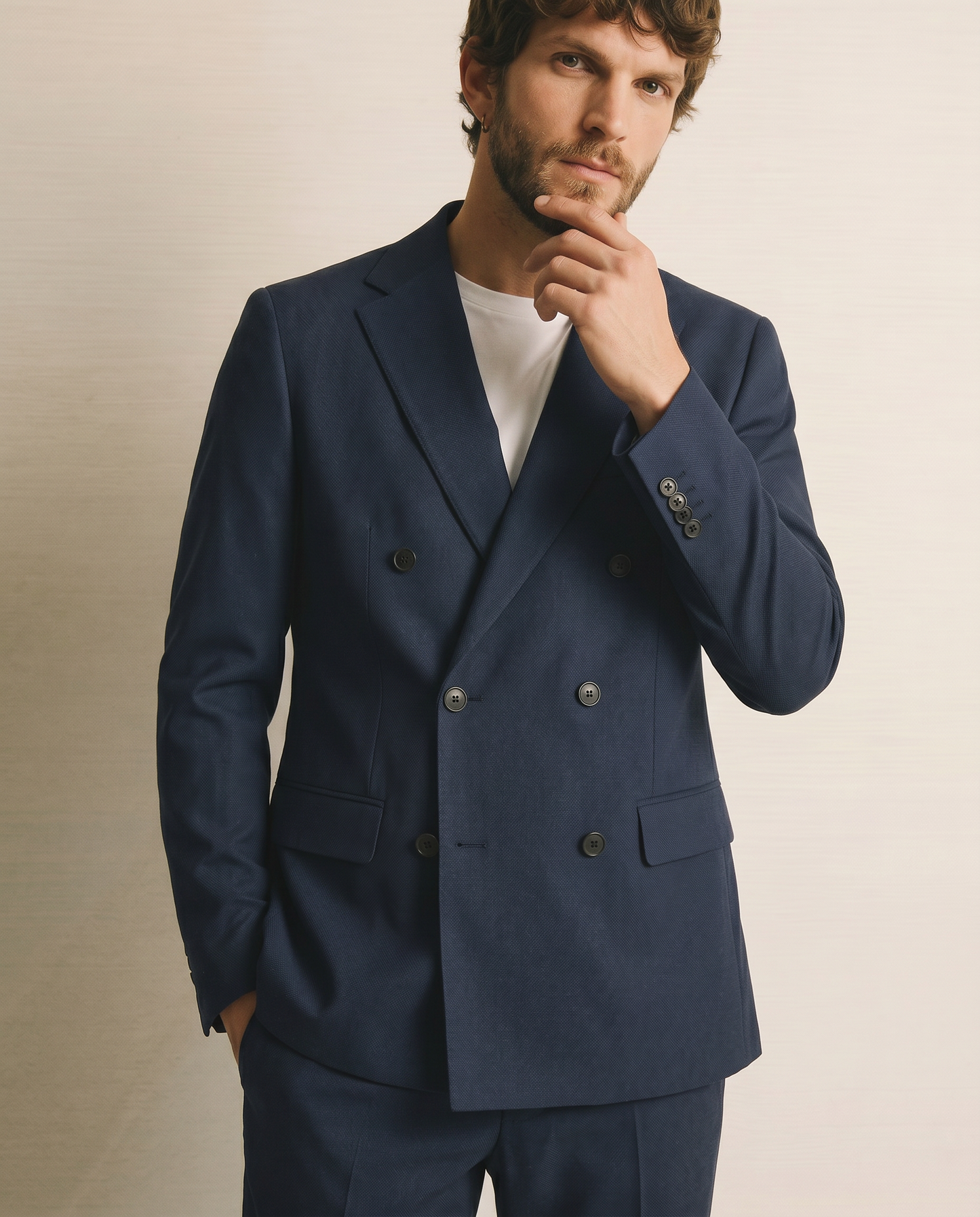 Blazer Doppio Petto Formal Fit Elegante - Blu