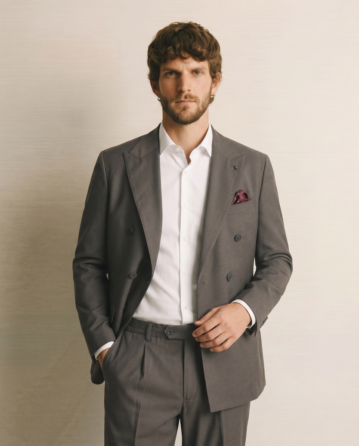 Blazer Doppio Petto Formal Fit Elegante - Antracite melange