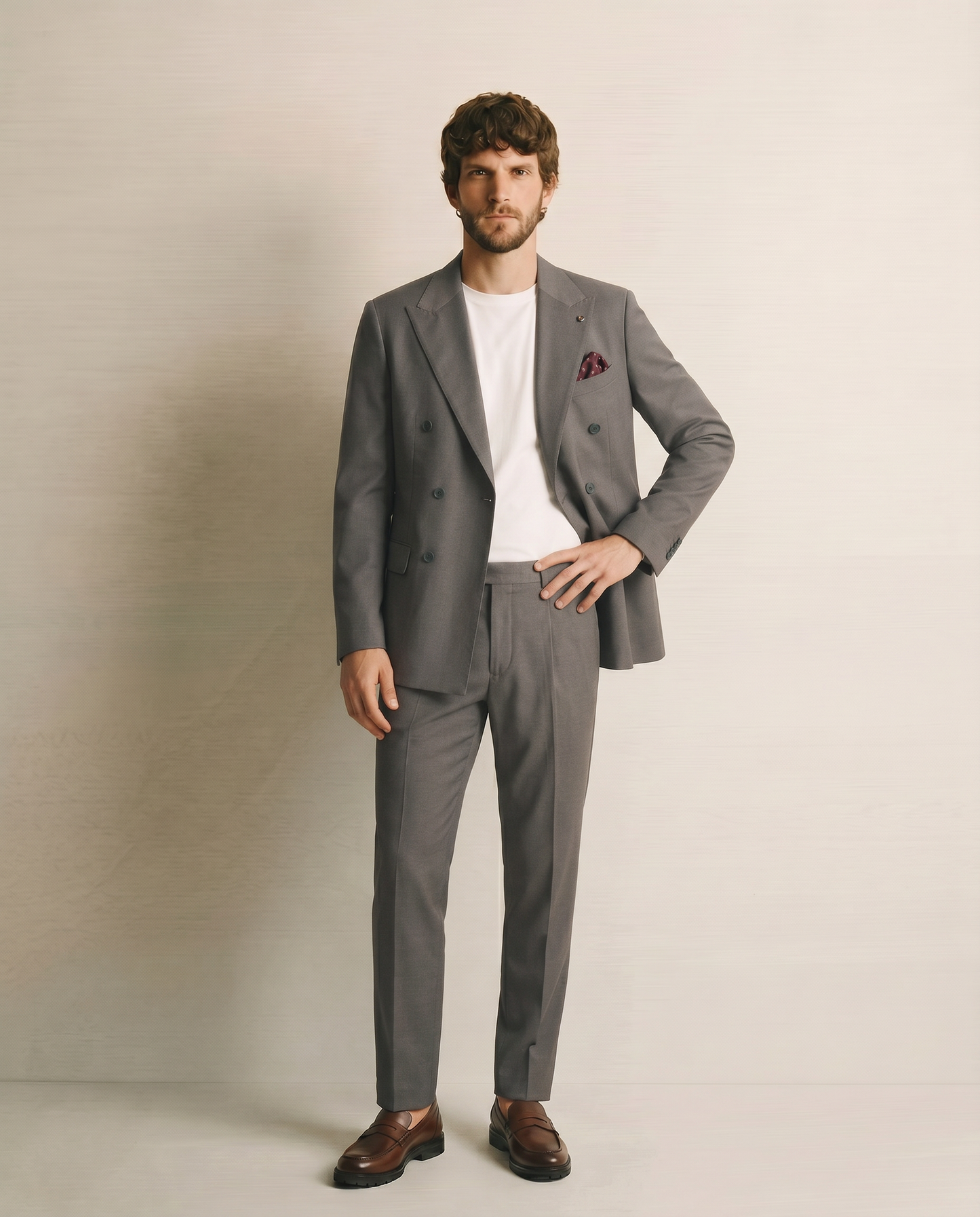 Blazer Doppio Petto Formal Fit Elegante - Antracite melange