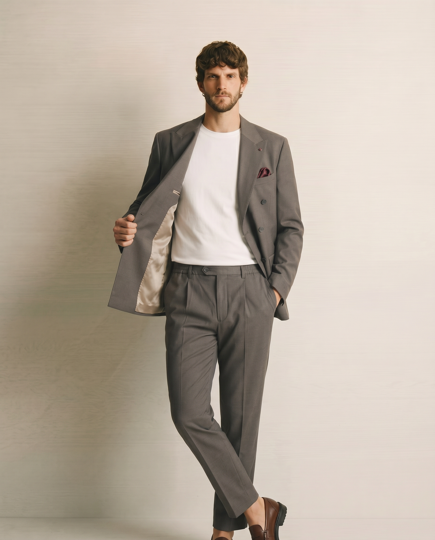 Blazer Doppio Petto Formal Fit Elegante - Antracite melange