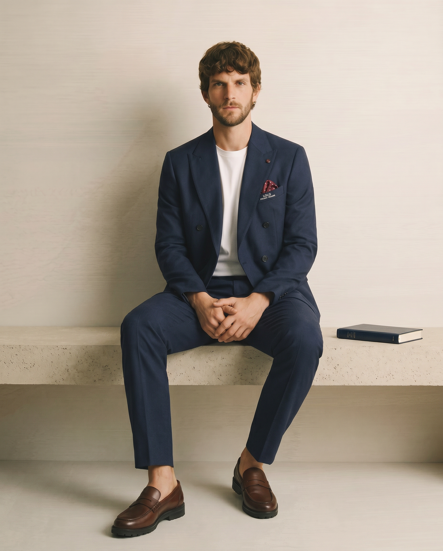 Pantaloni Formal Fit con Vita Elasticizzata - Blu