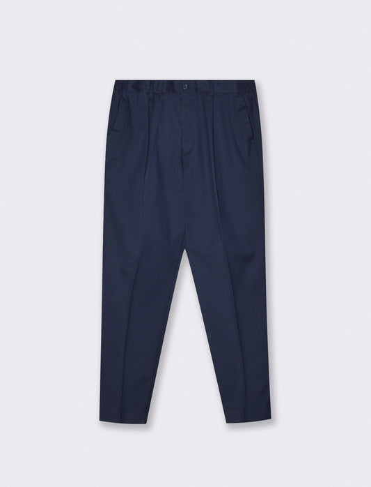 Pantaloni Formal Fit con Vita Elasticizzata - Blu