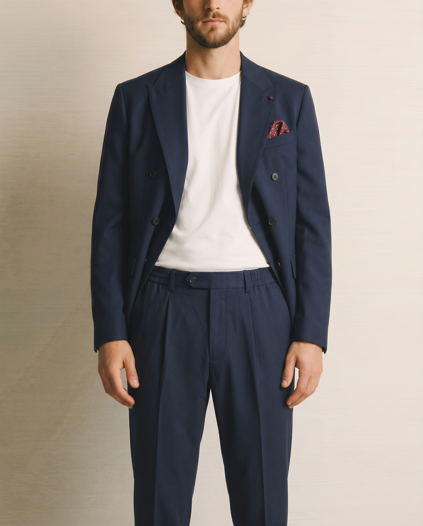 Pantaloni Formal Fit con Vita Elasticizzata - Blu