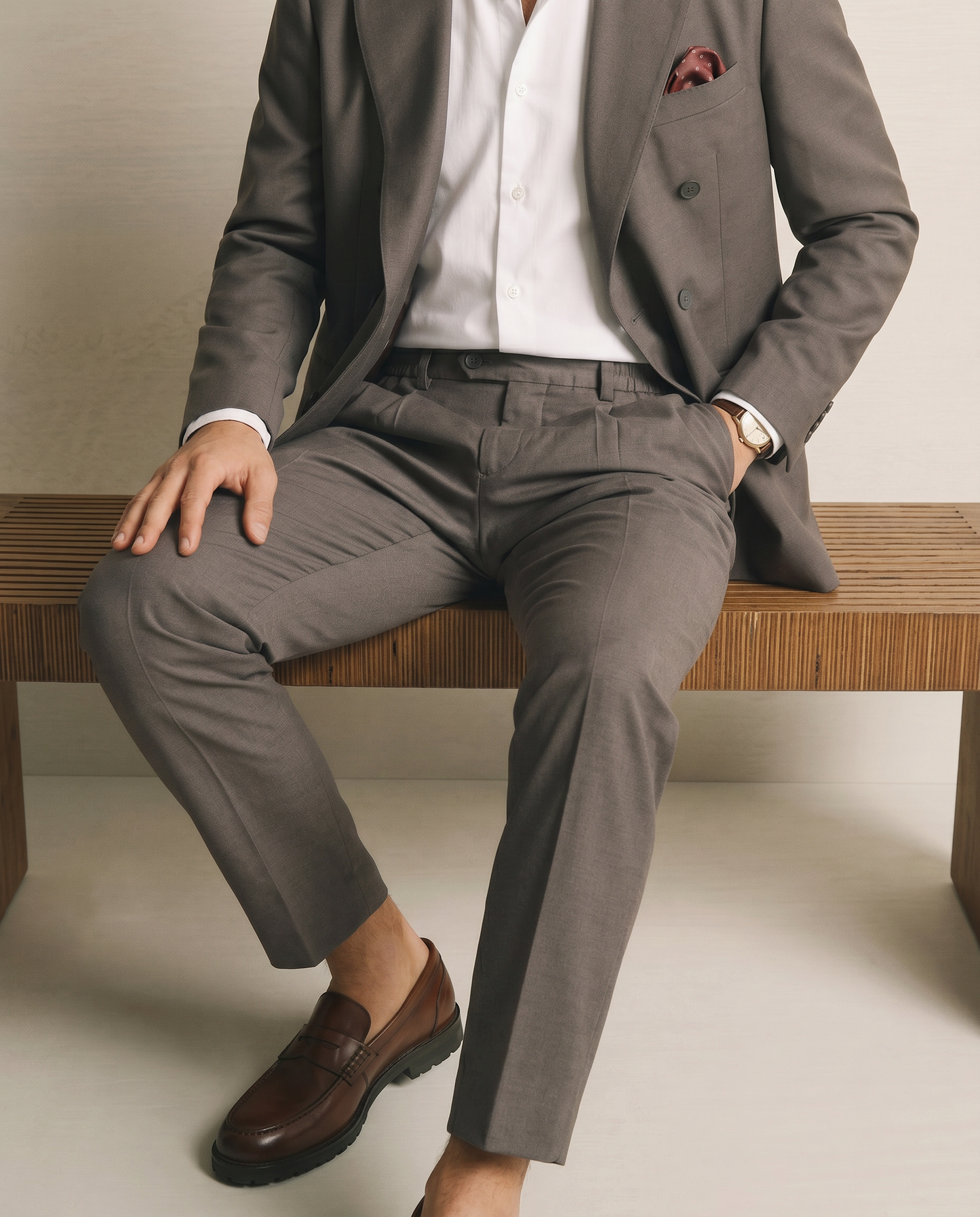 Pantaloni Formal Fit con Vita Elasticizzata - Antracite melange