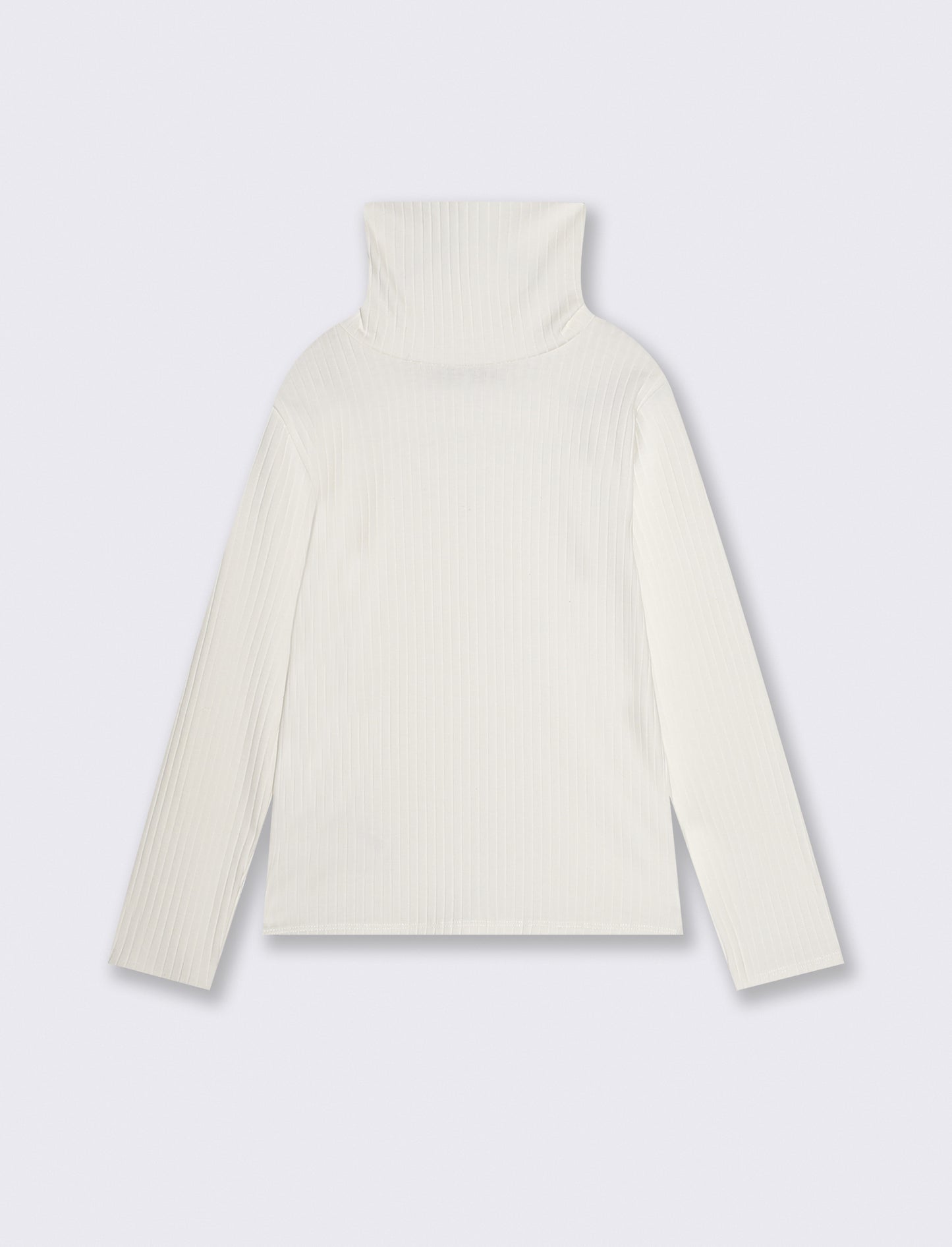 Maglia collo alto per bambina in costina - Bianco sporco