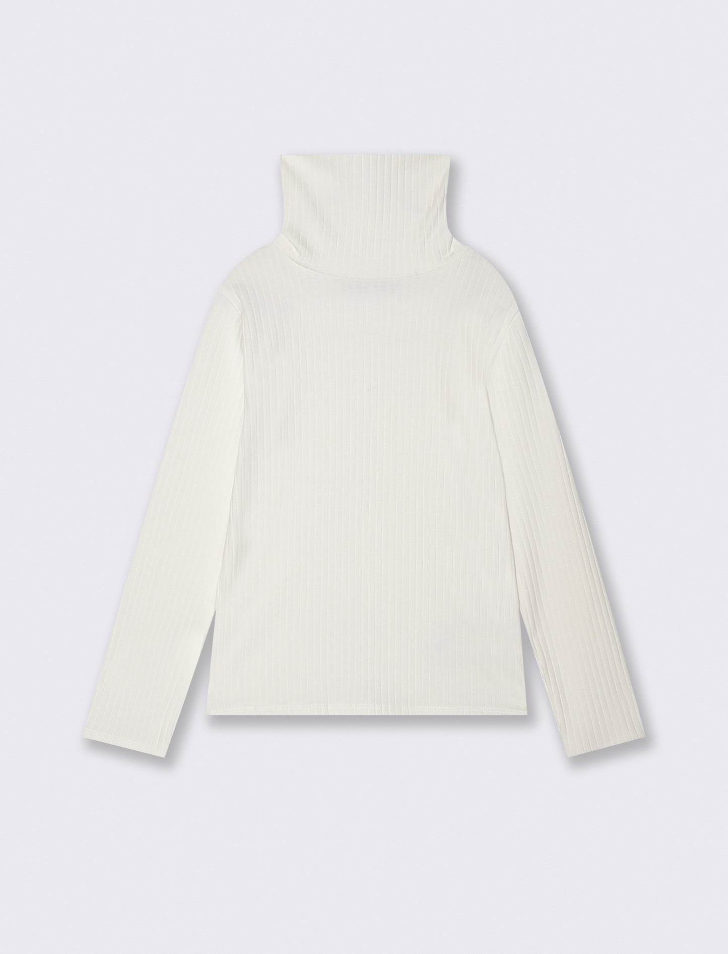 Maglia collo alto per bambina in costina - Bianco sporco
