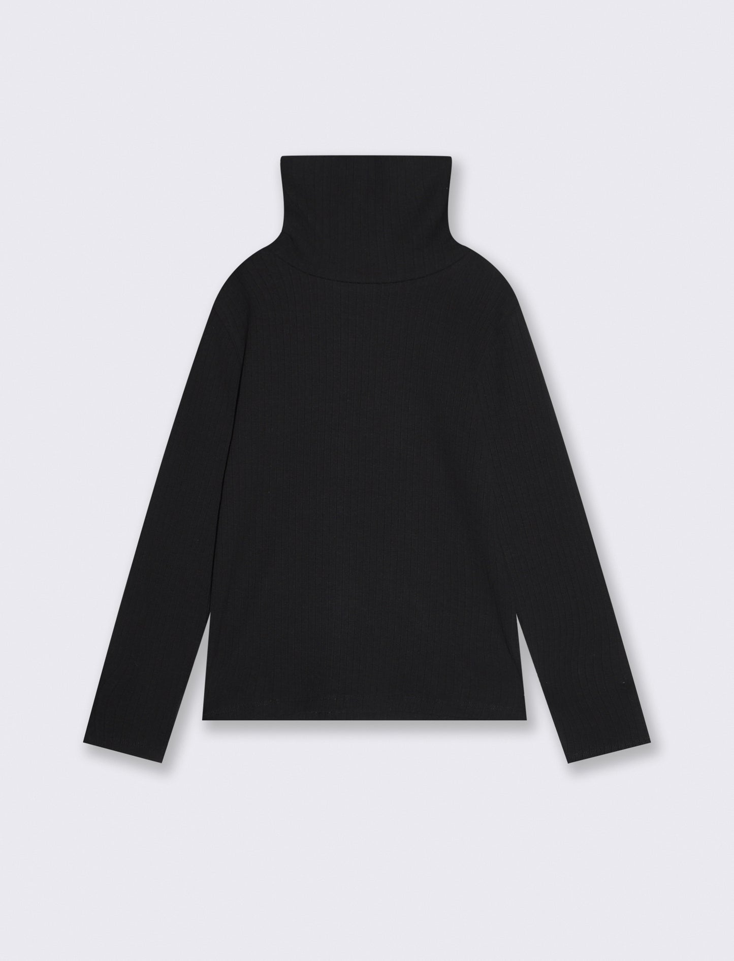 High Neck Ribbed Sweater for Girls - Black