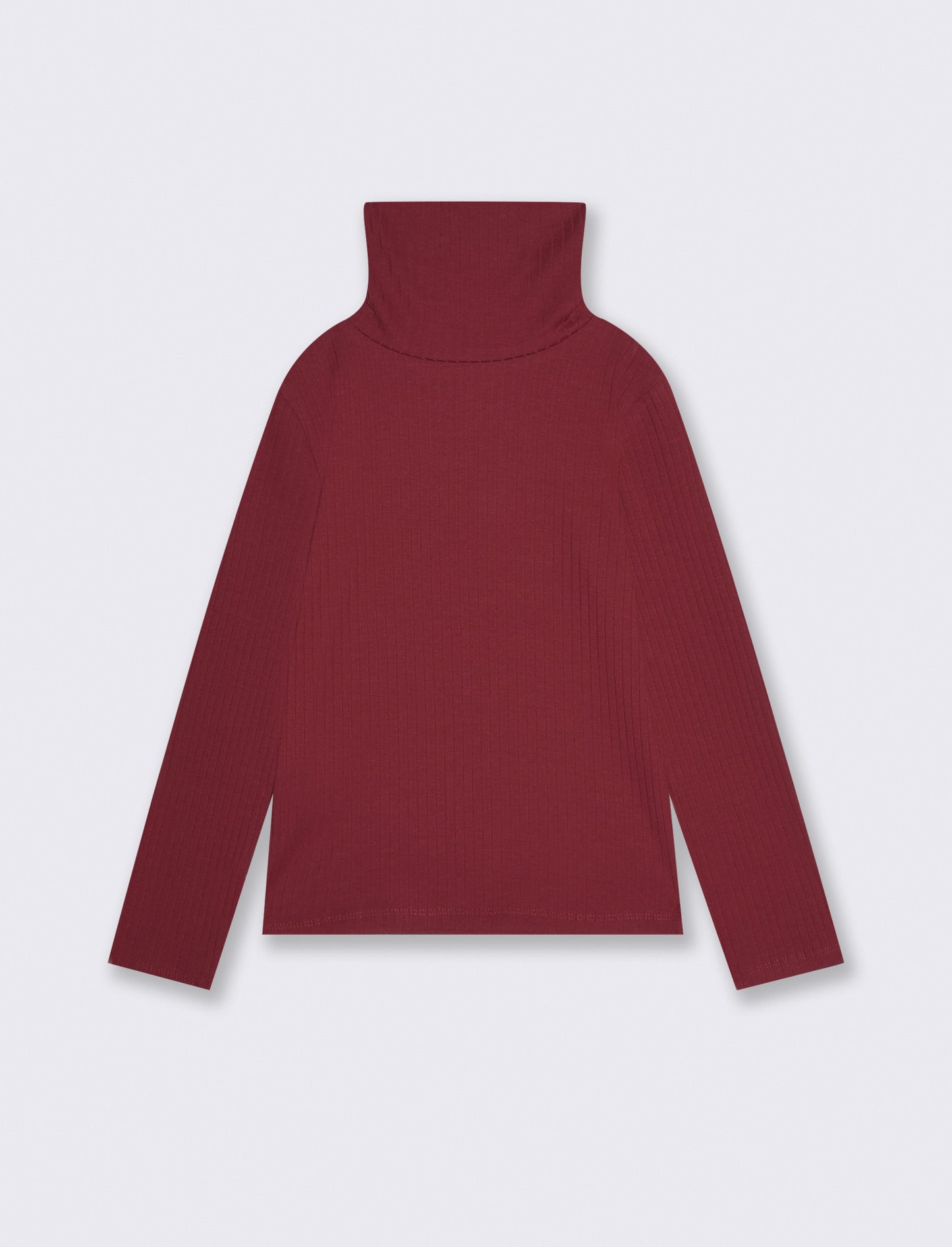 High Neck Ribbed Sweater for Girls - Red