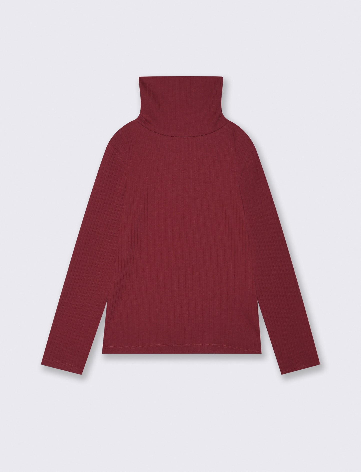 High Neck Ribbed Sweater for Girls - Red