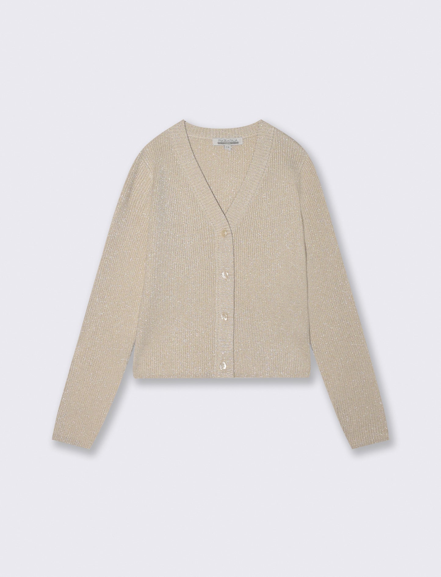 Cardigan metallizzato da bambina scollo V - Beige