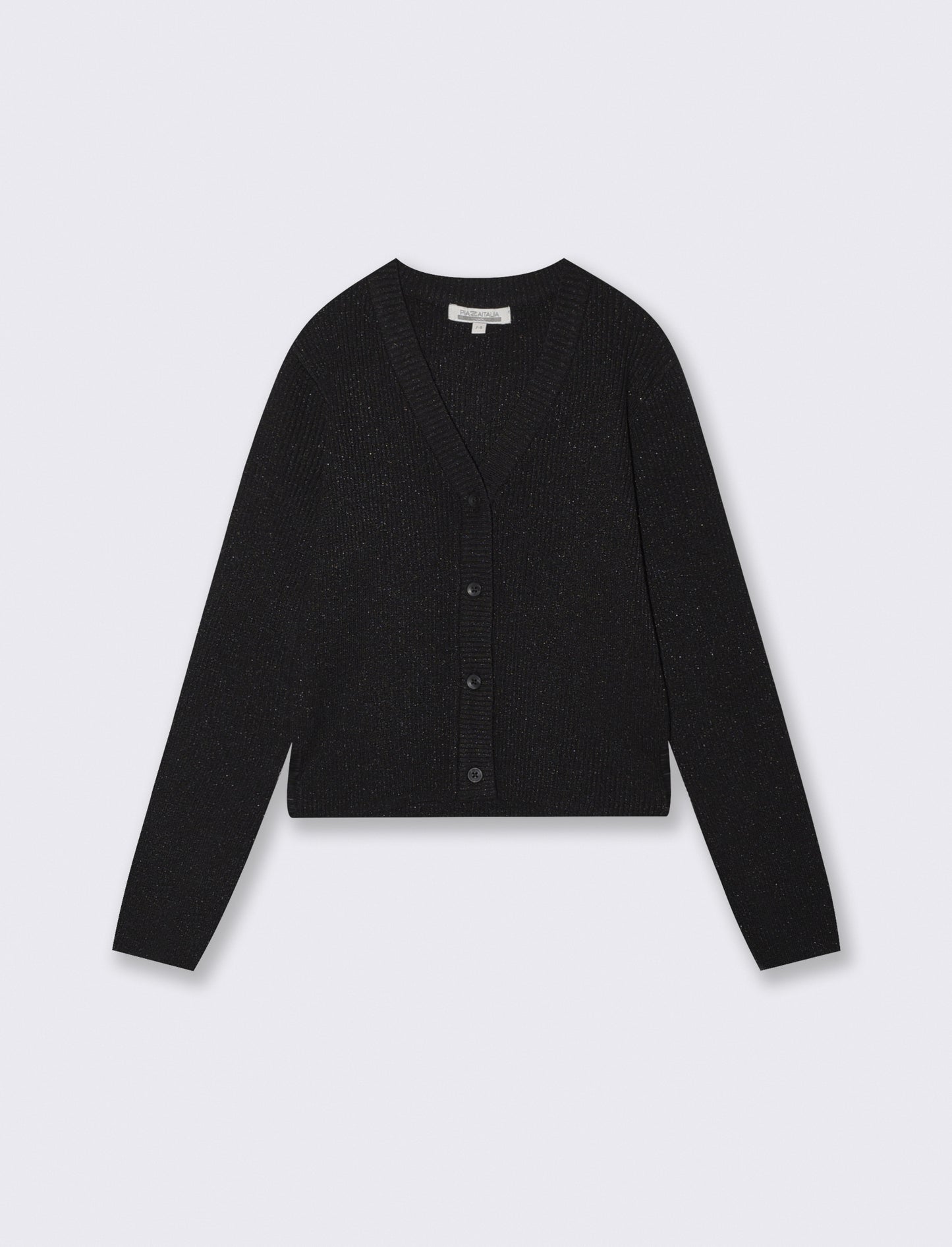 Cardigan metallizzato da bambina scollo V - Nero