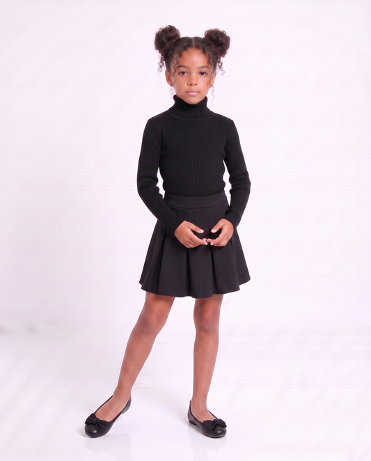High-neck sweater with metallic cuff - Black
