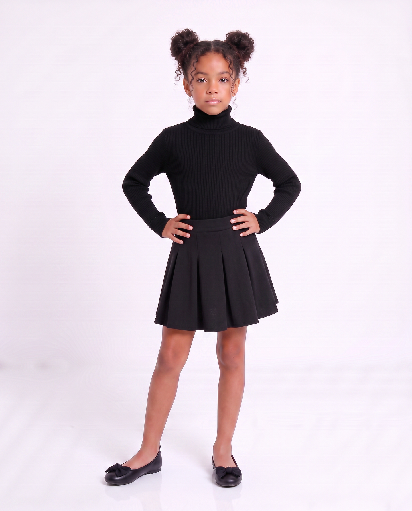 High-neck sweater with metallic cuff - Black