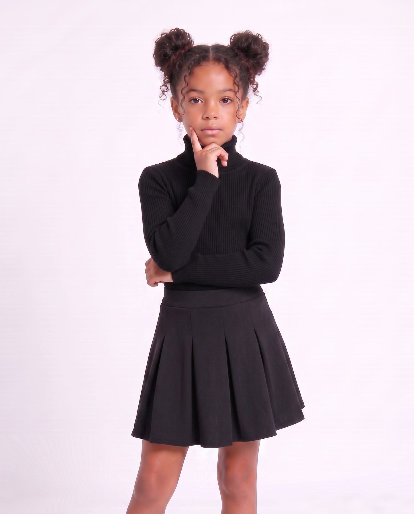 High-neck sweater with metallic cuff - Black